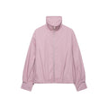 Loose zipper stand up collar solid color jacket