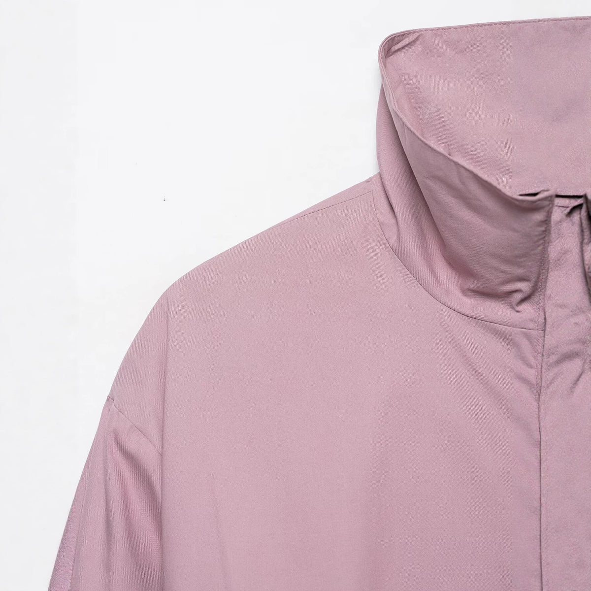 Loose zipper stand up collar solid color jacket
