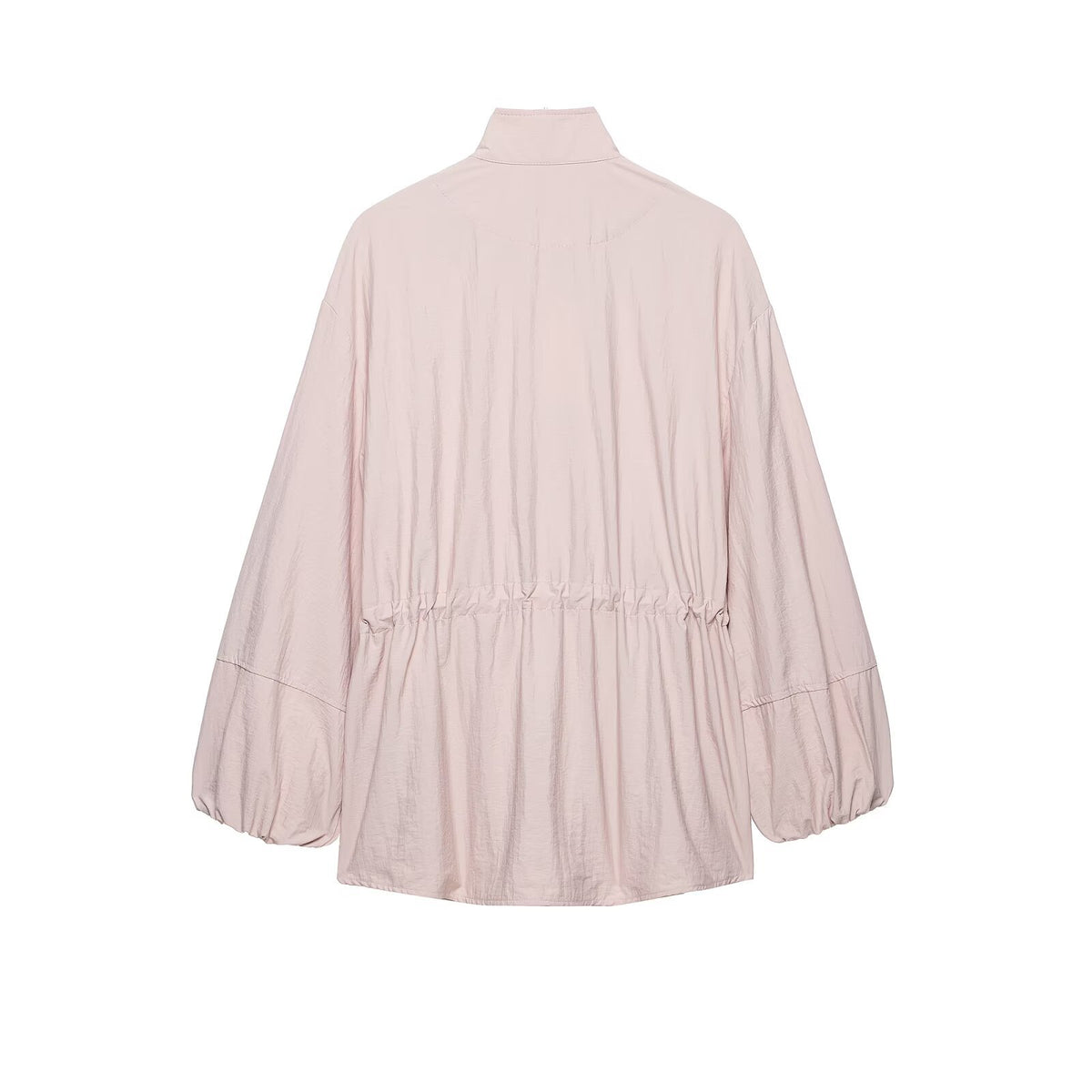 Loose drawstring waistband pleated jacket