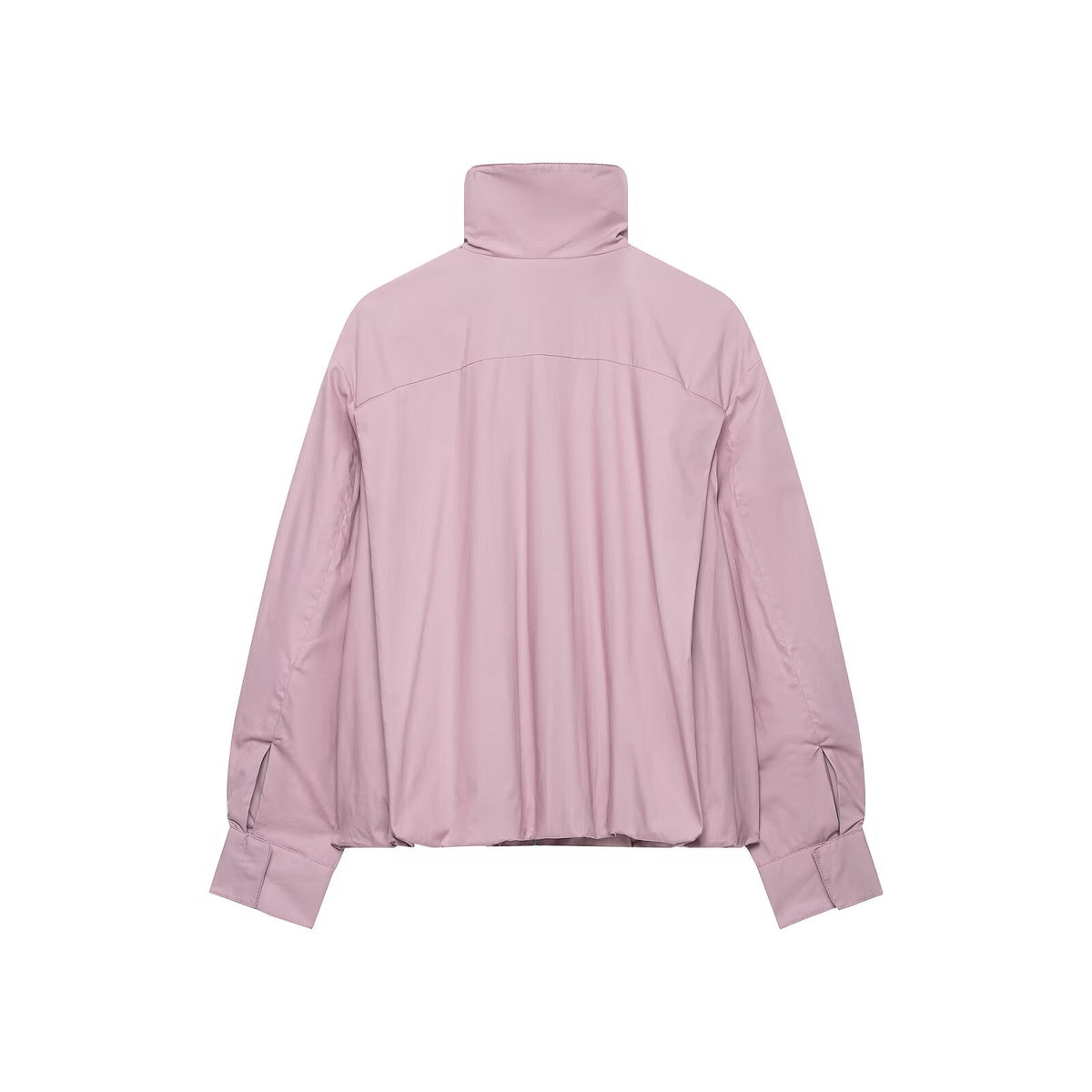 Loose zipper stand up collar solid color jacket