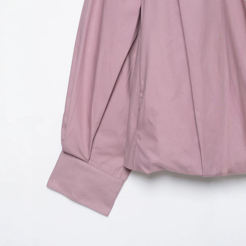 Loose zipper stand up collar solid color jacket